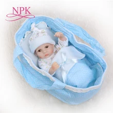 NPK 25 см полностью силиконовые куклы Reborn Baby, живые реалистичные настоящие куклы, мини реалистичные детские куклы Reborn, игрушки для девочек, подарок на день рождения