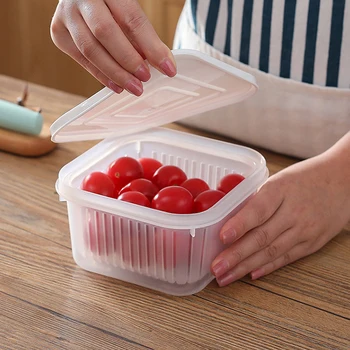 

1PC Kitchen Refrigerator Storage Box Plastic Food Container Transparent Keeping Fruit Fresh Fridge Storage Organizer