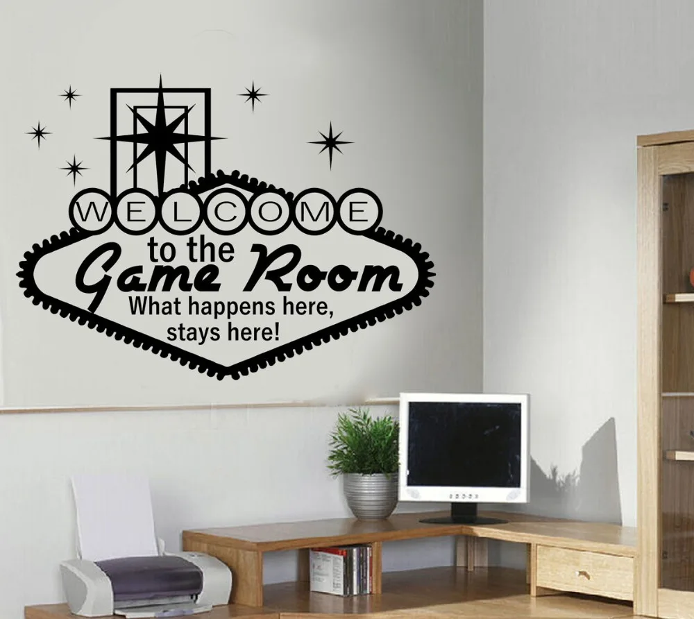 Game Room  Wall  Sticker Boys  Teens Bedroom Door Decal DIY 