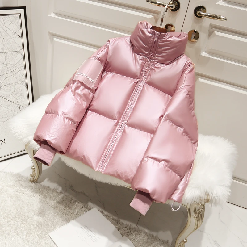 Prezzo 2019 Femminile Lucido Imbottiture Parka Giacca Invernale Donne di Grandi Dimensioni di Spessore Imbottiture Giacca Allentato Bianco Anatra Imbottiture Cappotto Della Tuta Sportiva Impermeabile