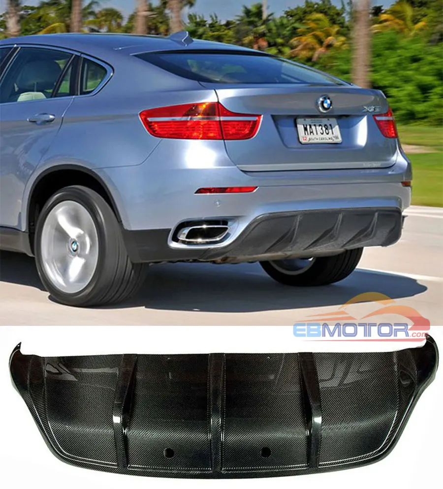Rear Diffuser Lip Fit for BMW E71 X6 Non-M Bumper 2008-2014 Matt Black Big Fin