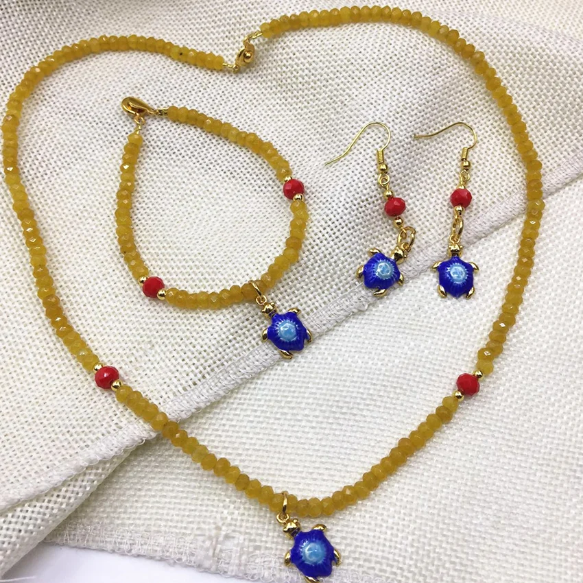 Natural yellow topaz stone jasper jade 2x4mm high grade abacus beads necklace bracelets earrings free shipping jewelry set B2926