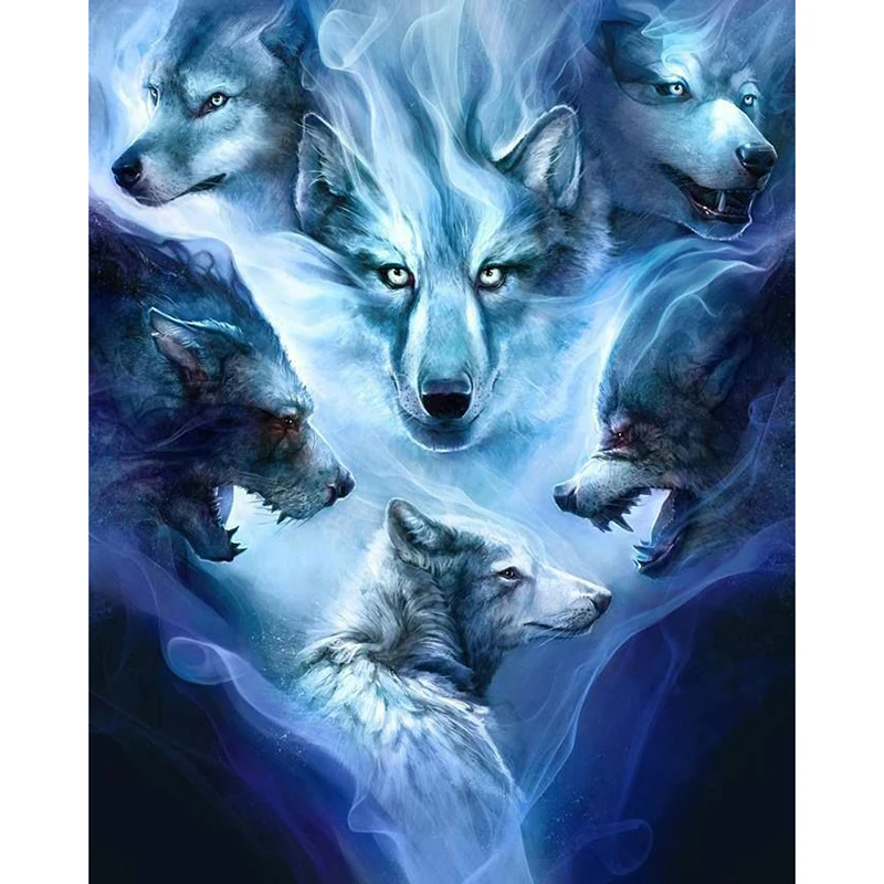 Full SquareRound Drill 5D DIY Diamond Painting Domineering wolves 3D  Embroidery Cross Stitch Mosaic Home Decor