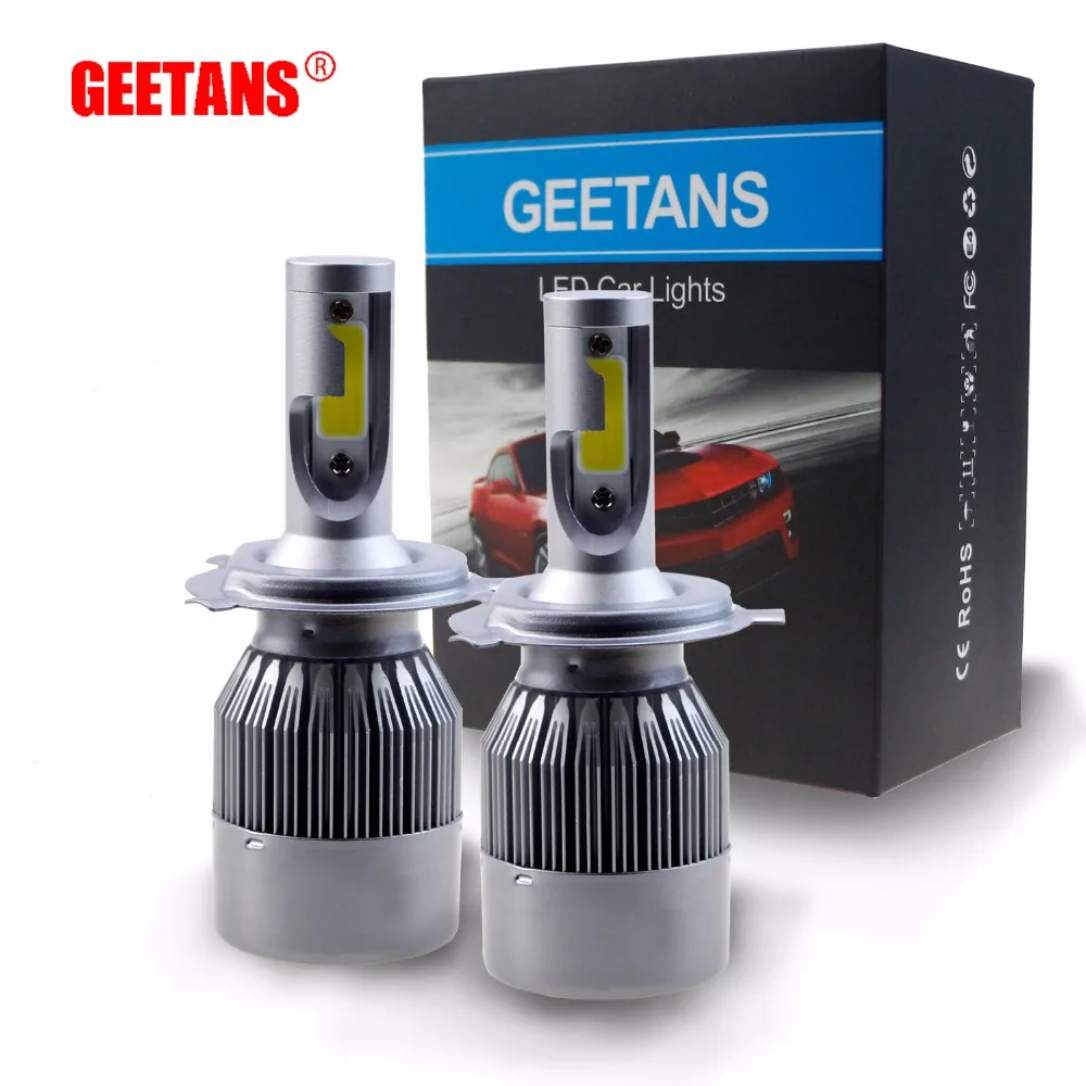 GEETANS H4 светодиодные фары H7 H13 H11 H1 9005 9006 COB 60 Вт Автомобильные s лампы на голову