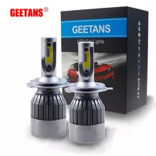 Geetans H4 H7 H13 H11 H1 9005 9006 COB Светодиодный фар 60 W автомобиля светодиодный фары налобный фонарь 9004 освещение чистого белого цвета 6000-6500 K EH