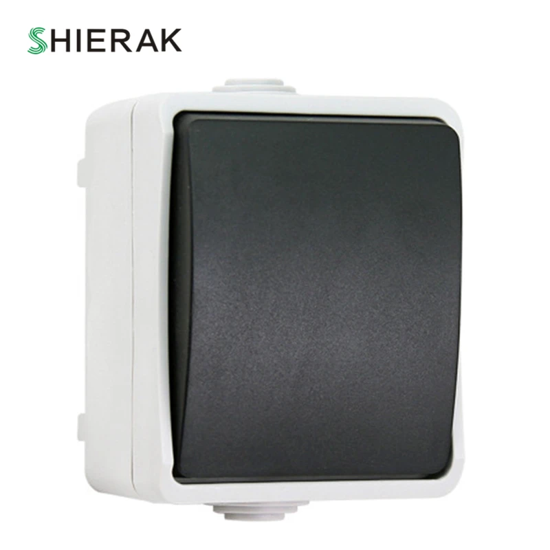 

SHIERAK IP44 Waterproof Dust-proof Wall Switch 1 Gang 1 Way Outdoor Push Button Switch For Kitchen Bathroom 250V