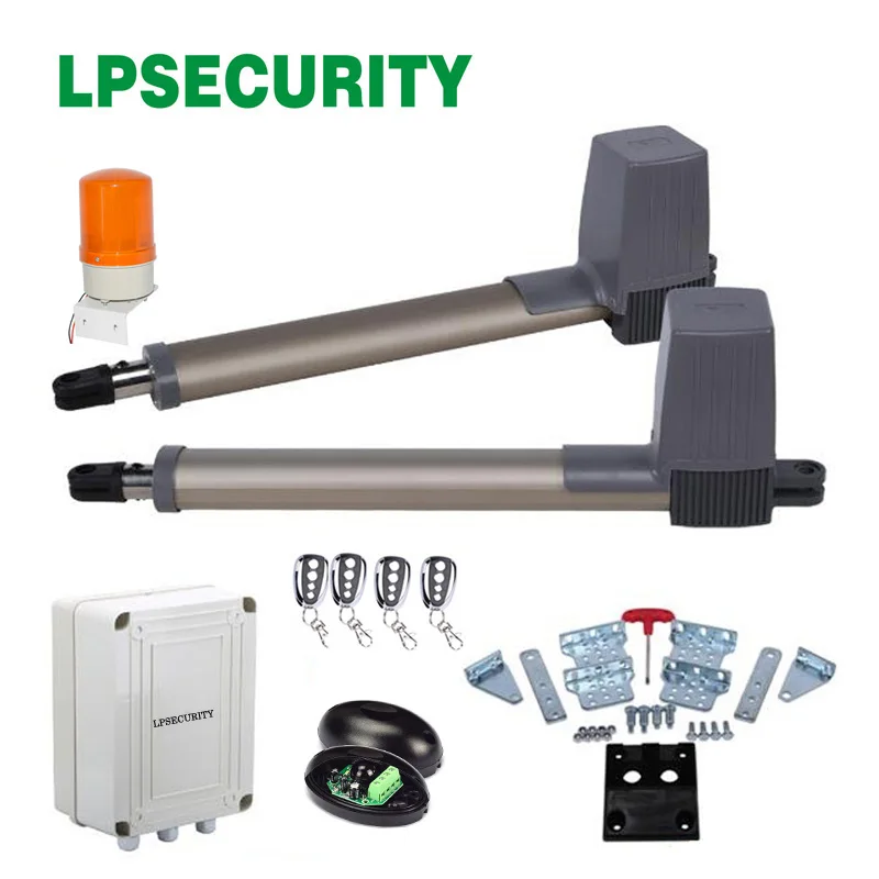 LPSECURITY intensive use 300kg automatic swing gate opener motor operator linear actuators with 4 remote controls LPSECURITY intensive use 300kg automatic swing gate opener motor operator linear actuators with 4 remote controls