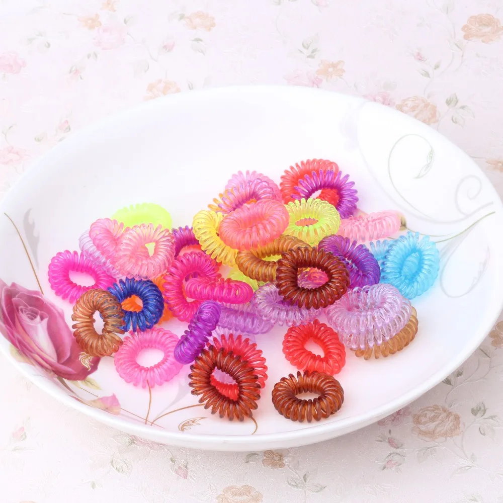 

New 12PCS/Pack Hair Ring Rope Scrunchy Telephone Wire Line Cord Gum Women Elastic Rubber Band Headwear Ponytail Holder Hairband