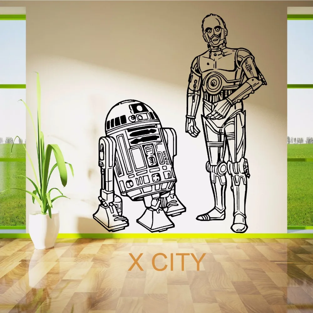 Звездные войны R2D2 и C3PO DROIDS DUO виниловая настенная наклейка для детей дверей окон в