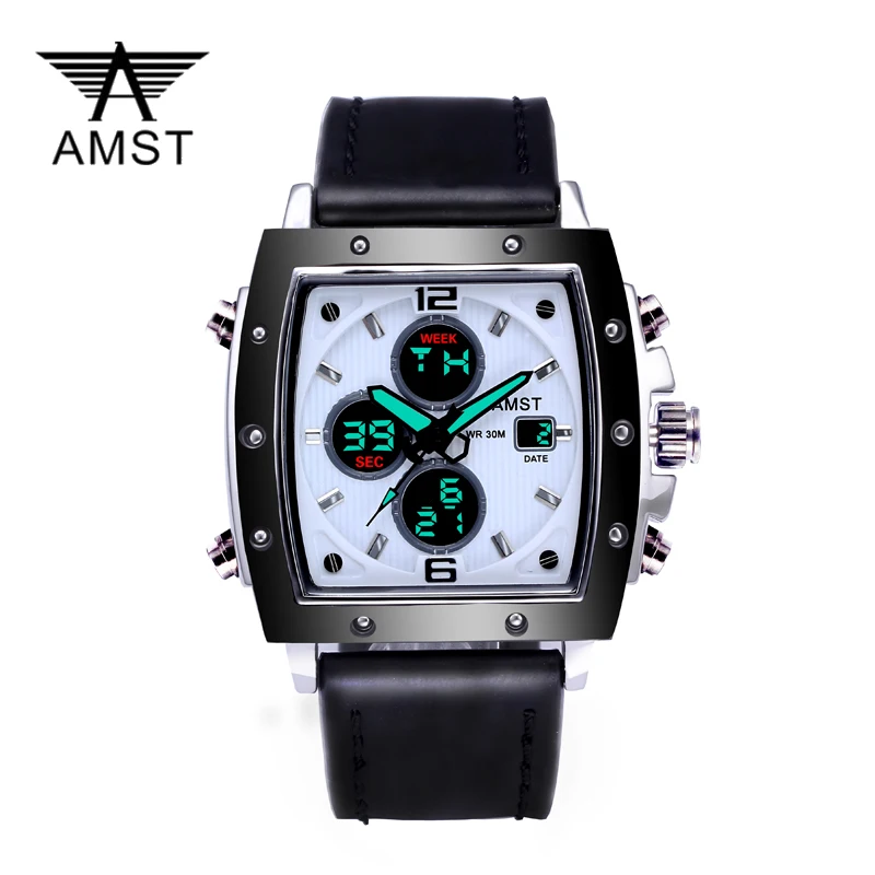 

AMST Watches Men Analog Digital Army Military Watch 5ATM Waterproof Clock Sport Wristwatch Quartz LED Mens Watches Relogio