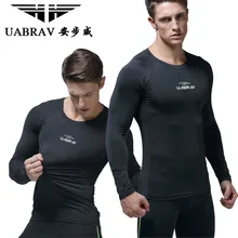 UABRAV Мужская футболка для бега плотно прилегающая с длинными рукавами дышащая быстросохнущая компрессионная спортивная одежда для велоспорта тренировки