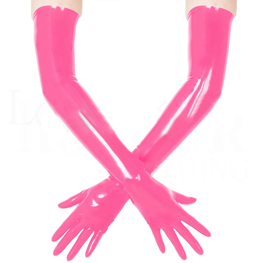 Latex Gloves Moulded PINK Long Gloves Opera Red Gloves Size Min Gloves