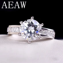 AEAW 2ctw 8 мм F круглая огранка обручальное& обручальное кольцо с муассанитом и бриллиантом двойное кольцо Halo Платиновое Покрытие серебро