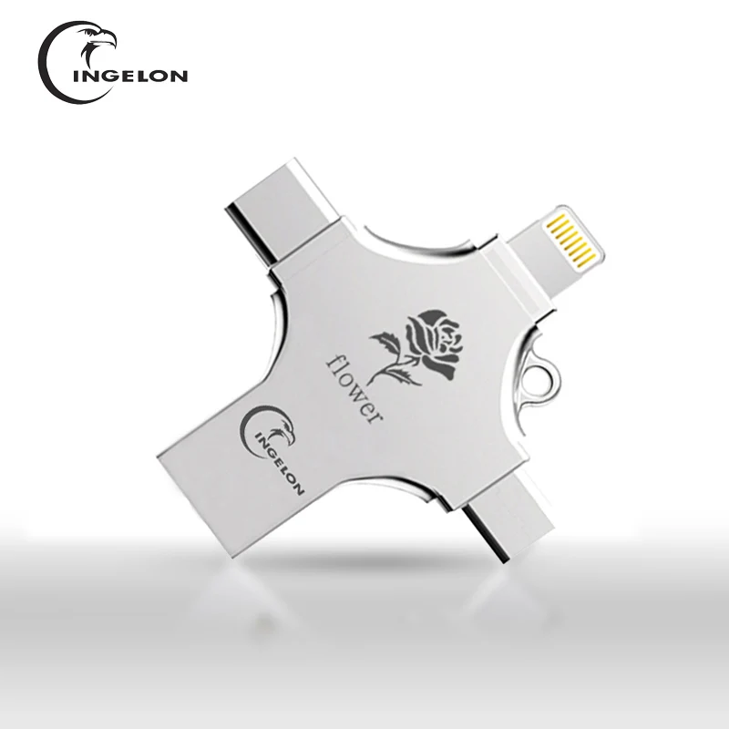 флешки Ingelon 4in1 мини usb flash drive 64 ГБ pen памяти металла stick otg типа с micro для мобильного