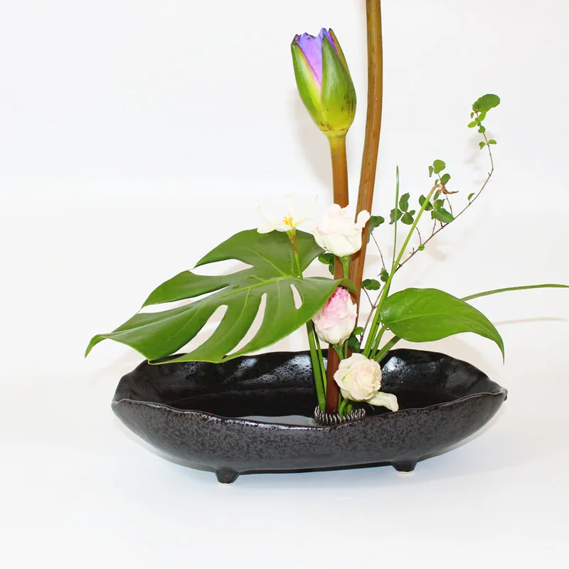 Корзина для цветов грубая глиняная Ваза Jardiniere Ikebana Kenzan керамическая Столешница цветочный горшок цветочный узор винтажный домашний декор