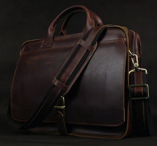 Роскошный мужской портфель из натуральной кожи, сумка для ноутбука, кожаный портфель, мужская деловая сумка, мужской портфель, сумка для документов, Мужская офисная сумка - Цвет: Brown