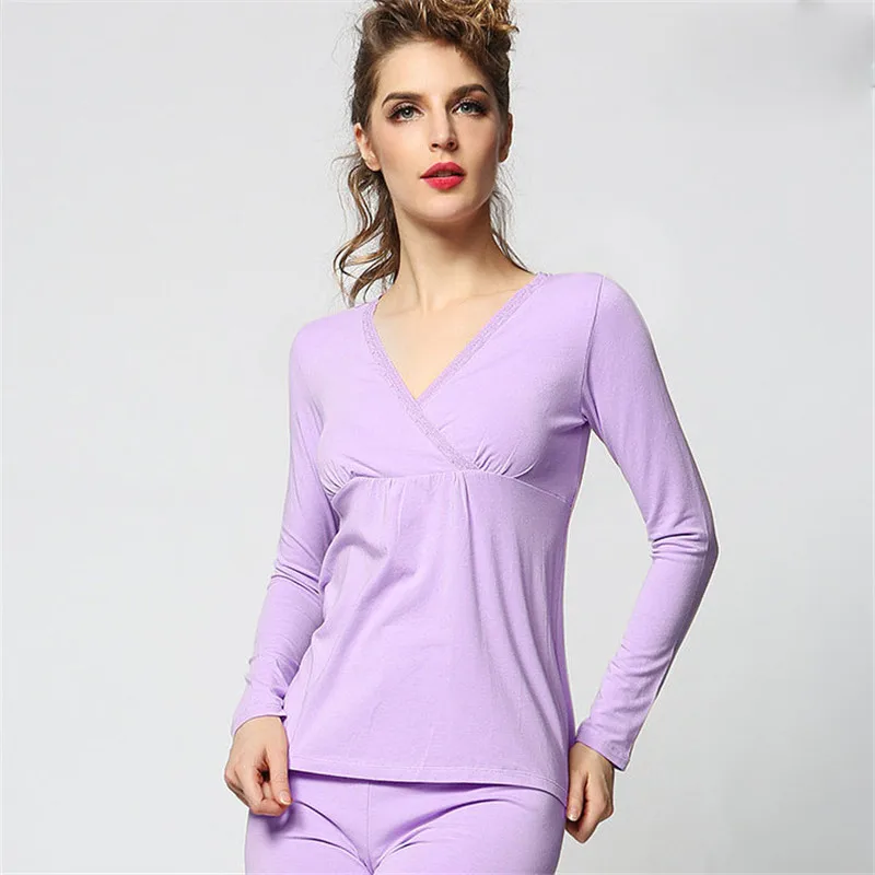Pregnant Thermal Long Johns Maternity Clothing Set Autumn Spring Winter Modal  Breast Feeding Pregnancy Women Underwear (1)