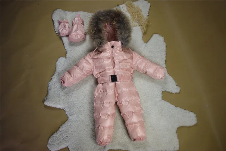 Зимний детский комбинезон, детская одежда для маленьких мальчиков плотная одежда 90% с наполнителем из пуха белой утки, детская верхняя одежда для маленьких мальчиков куртка-парка на пуху для девочек куртка ws02 - Color: pink