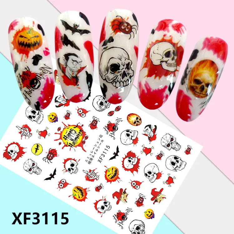 Хэллоуин Тип! Лак для ногтей задний клей деколь декорации Дизайн Наклейка для ногтей Советы красоты - Цвет: BXF3115