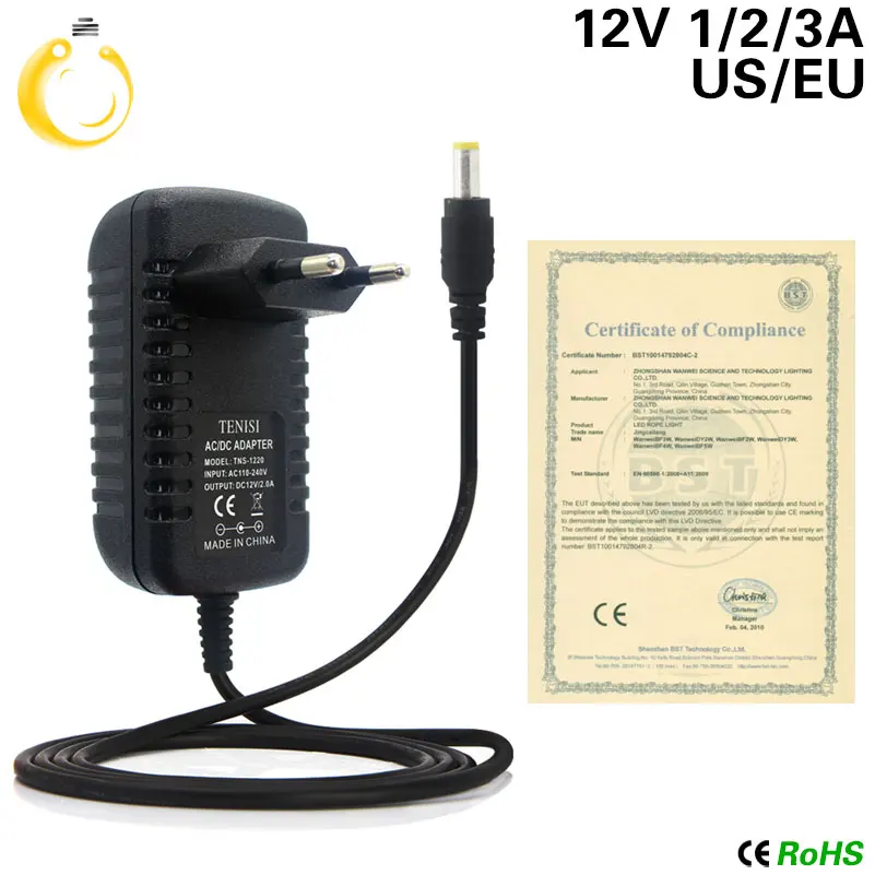 12V зарядное устройство 2A 24W Трансформаторы освещения 100 V-265 V AC to DC12V переключатель питания адаптер конвертер для RGB светодиодные ленты Драйвер