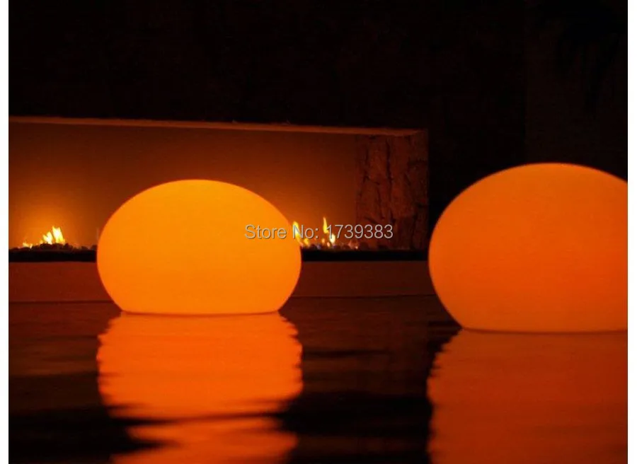 

White and color variation D35cm Lightball Design unbreakable led flat ball light for swimming pool remote (included) decoration