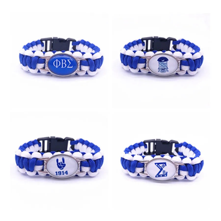 

Custom Greek Letters 4 Design Phi Beta Sigma Fraternity Charm Survival Paracord Bracelets & Bangles For Man Woman 1pcs/lot