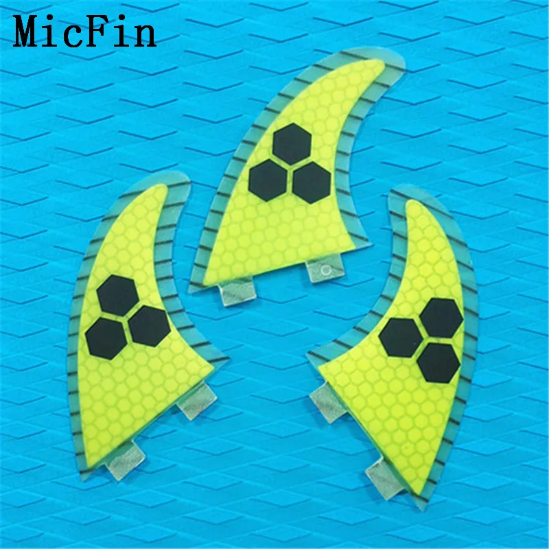 M-G5 2017 Micfin Новый quillas surf вафельная fcs плавники стекловолокна досок для серфинга плавники три ребра размер M-G5