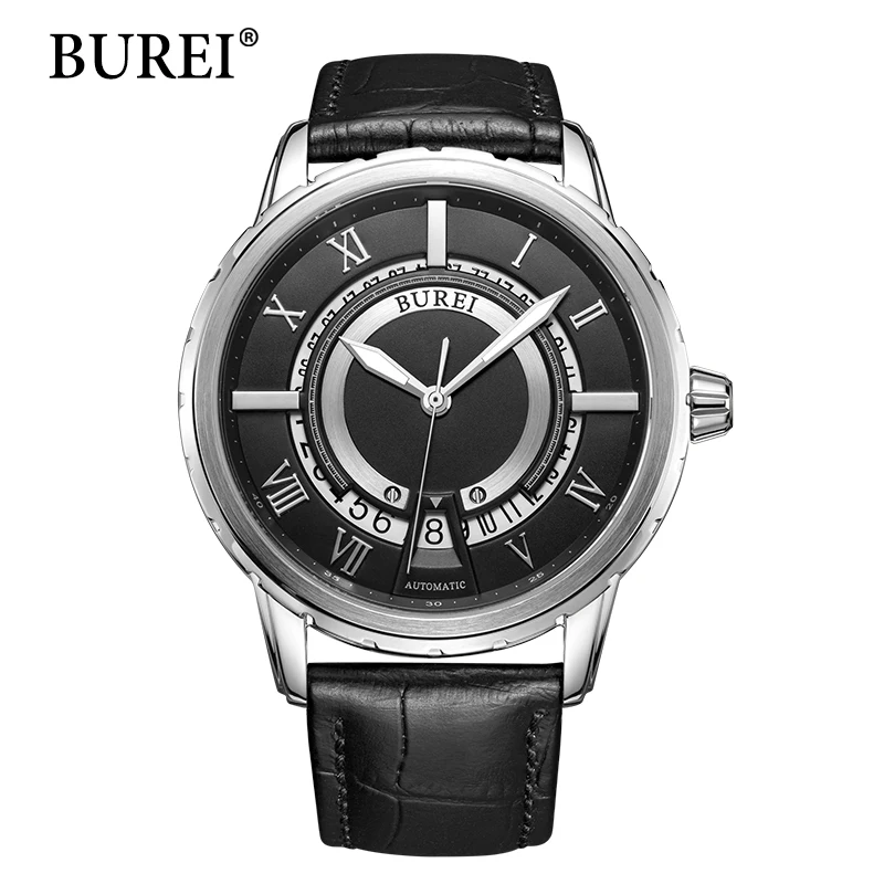 

BUREI Men Watches Top Brand Luxury Man Sport Clock Sapphire Genuine Leather Strap Waterproof Automatic Mechanical Watch Hot Sale
