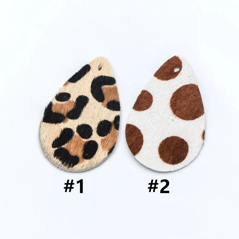 

10pcs Leather Teardrop Charms 40x25mm, Geometric Leopard Teardrop Pendants for Earrings (FB-025)