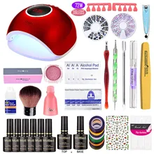 72 Вт/48 Вт Светодиодный УФ-лампа для ногтей набор УФ-гель для маникюра набор выбрать 6 разноцветный Гель-лак для ногтей лак основа верхнее покрытие набор инструментов для маникюра