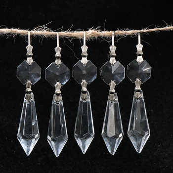 

5PCS Clear Crystals Chandelier Glass Lamp Prisms Parts Hanging Drops Pendants 38mm Hanging Drops Lighting Accessories Home Decor