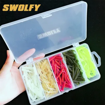 

Swolfy 250pcs Single Tail Soft Bait 40mm 0.4g Fishing Soft Bait Artificial Lure Plastic Worm Maggot Bait Small Baits