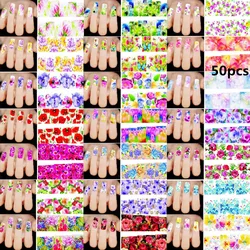 

2016 New Fashion Charm 50pcs Mixed Flowers Nail Sticker Nail Art Decals Water Transfer Tips Stickers Manicure DIY Beauty