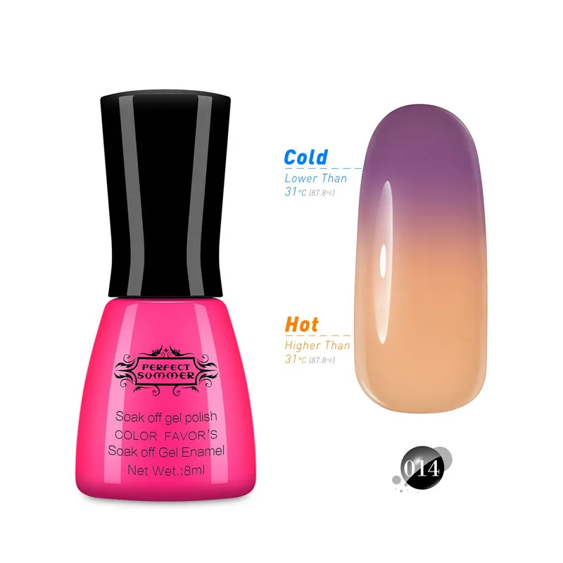 

Perfect Summer Gel Polish Temperature Color Changing Gel 8ml Top Sale Colors UV Gel LED UV Soak off Nail Gel