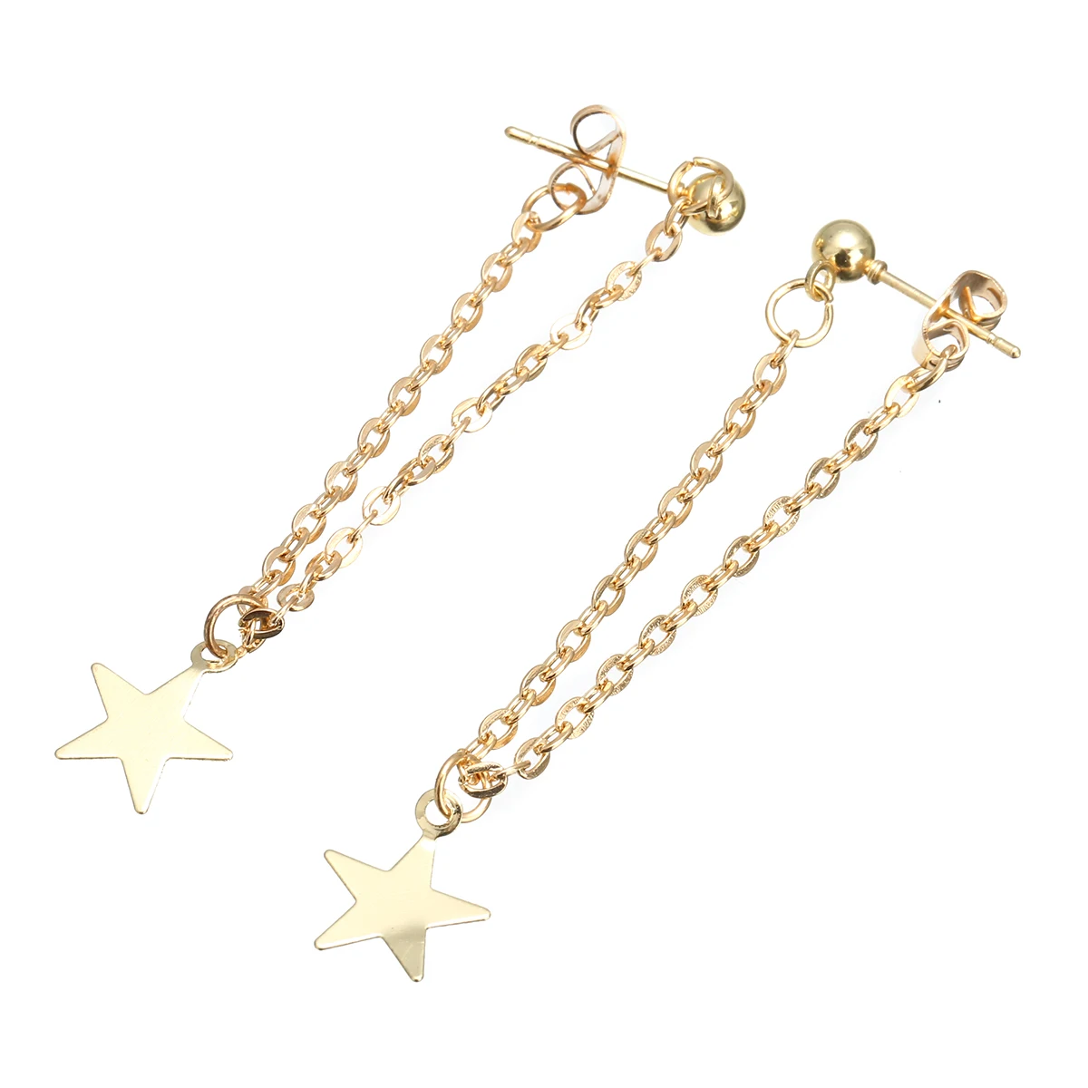 Charming Stylish Five-pointed Star Chain Tassel Pendant Earrings Gold Color Chic Dangle Earrings Fashion Jewelry Gifts For Women