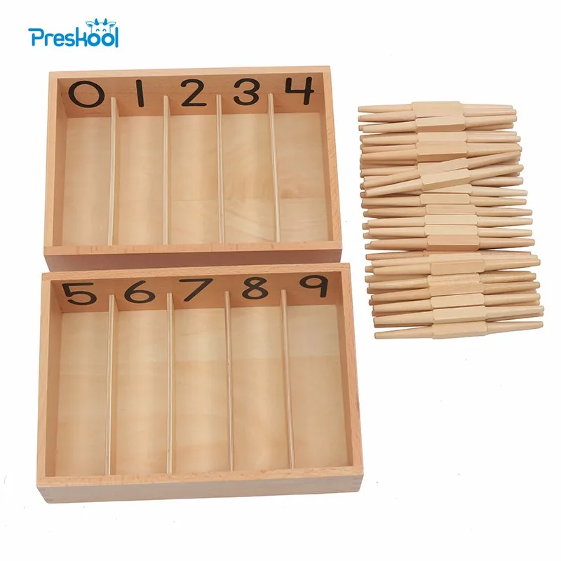  Montessori Kids Baby Toy Professional Version Spindle Box With 45 Spindles Preschool Brinquedos Jug