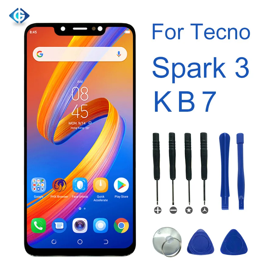 6,2 ''полный экран для Tecno Spark 3 KB7 lcd полный для Tecno Spark 3 KB7 lcd дисплей кодирующий преобразователь сенсорного экрана в сборе