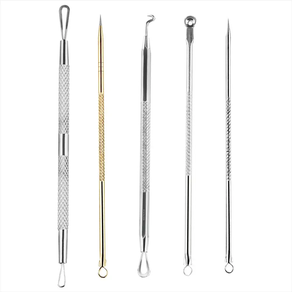 

5pcs Stainless Steel Acne Needle Kit Beauty Device Acne Blackhead Removal Cleansing Needle Makeup Facial Face Cleaning Tools Set