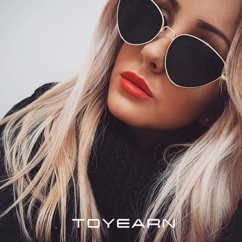 

TOYEARN 2019 Fashion Sexy Ladies Cat Eye Sunglasses Women Vintage Mirror Glasses Metal Frame Clear Sun Glasses For Female