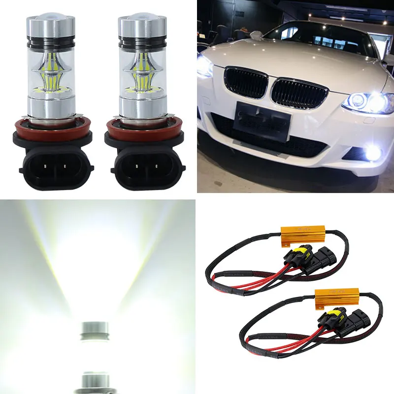 2pcs x Super White H8 H11 3030 20SMD LED Fog Light Driving Bulbs 12V~24V+Canbus Decoders For Bmw AUDI Mercedes VW Chevrolet