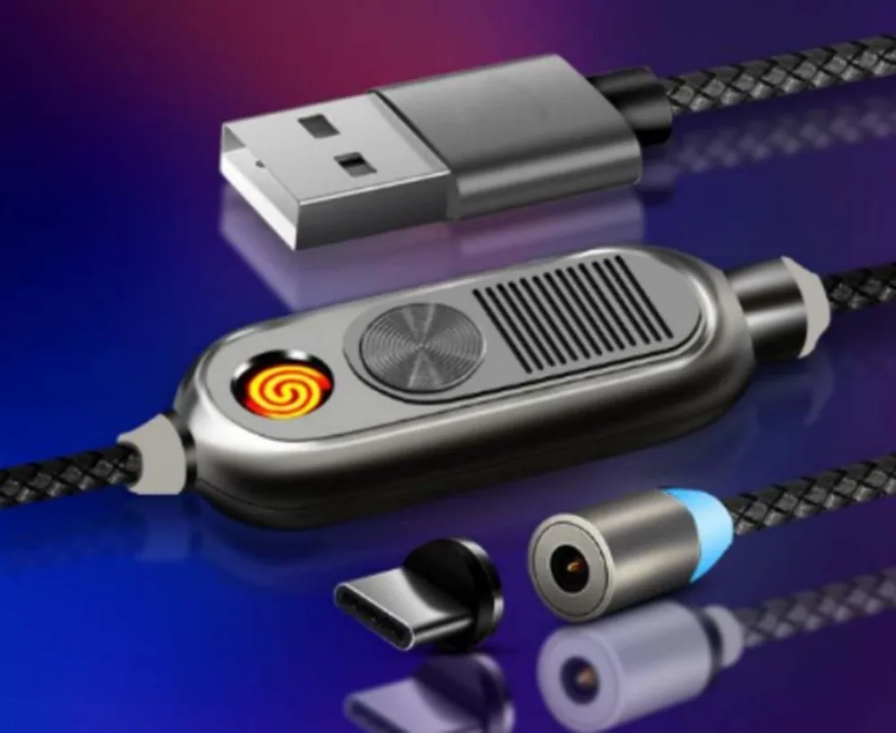 Магнитный кабель eHuuGie usb type c с ветрозащитной зажигалкой micro для зарядки iphone X Huawei