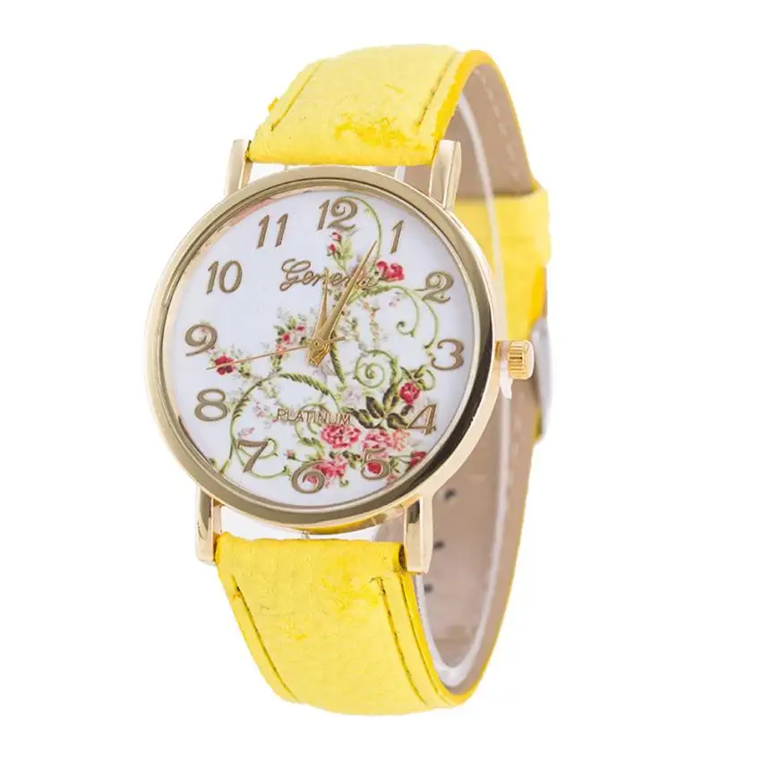 Timezone#301 Женева женские Модные цветок зеркало часы аналоговые кварцевые часы