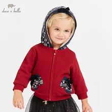Dave Bella хлопковая куртка для маленьких девочек детская красная верхняя одежда модное красное пальто DB8437