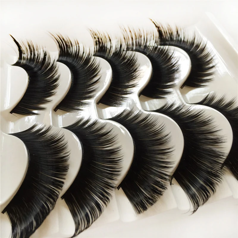 Shellhard 5 Pairs Eyelashes Natural False Eyelashes Comfortable Extra Long Thick Volume Eyelashes Fake Stage Eye Lashes