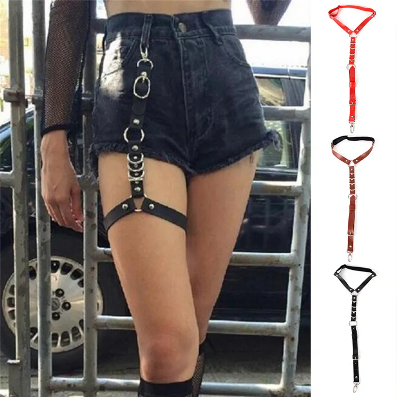 Носок ручной работы подвязка унисекс сексуальная Женская Новая мода Harajuku один ремешок клип кожа панк-ремень крюк регулируемая нога кольцо