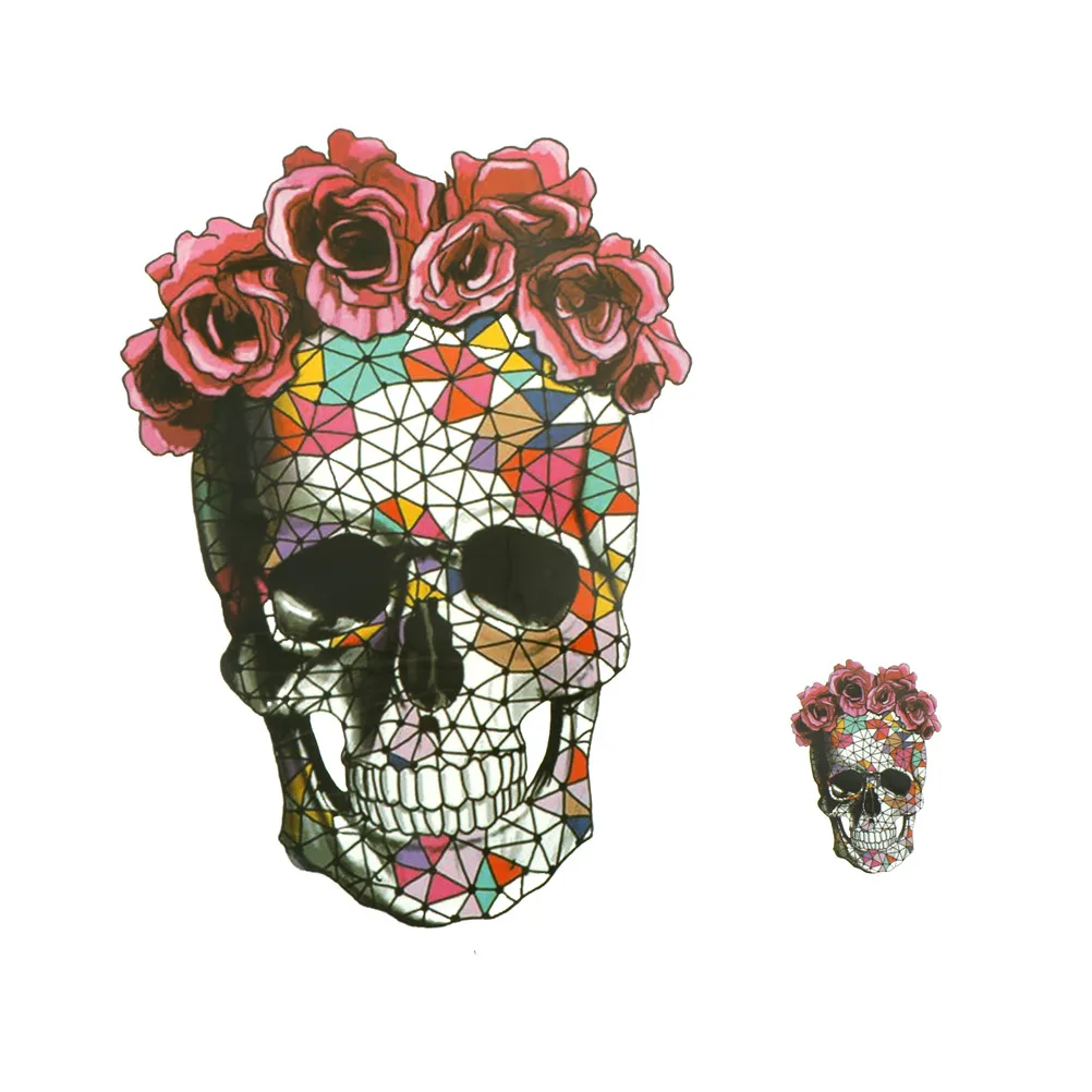Rose Halloween Skull Appliques Patches For DIY Clothing A-level Washable Heat Press Clothes Decoration Patch