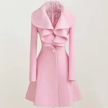 Шерстяное пальто для женщин осень зима наряд Новая Элегантная Дамская шерстяная ткань пальто длинное гофрированное меховое пальто