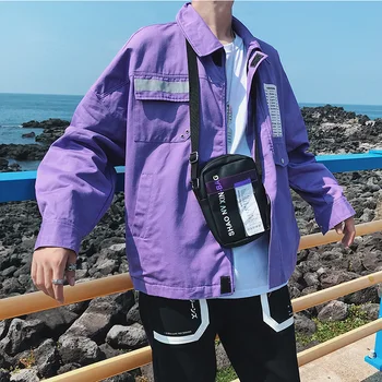 

Purple Japanese Jacket Male Casual Slim Punk Hip Hop Baseball Hip Hop Cool Jackets Men Punk Streetwear Young Men Clothing 5J03