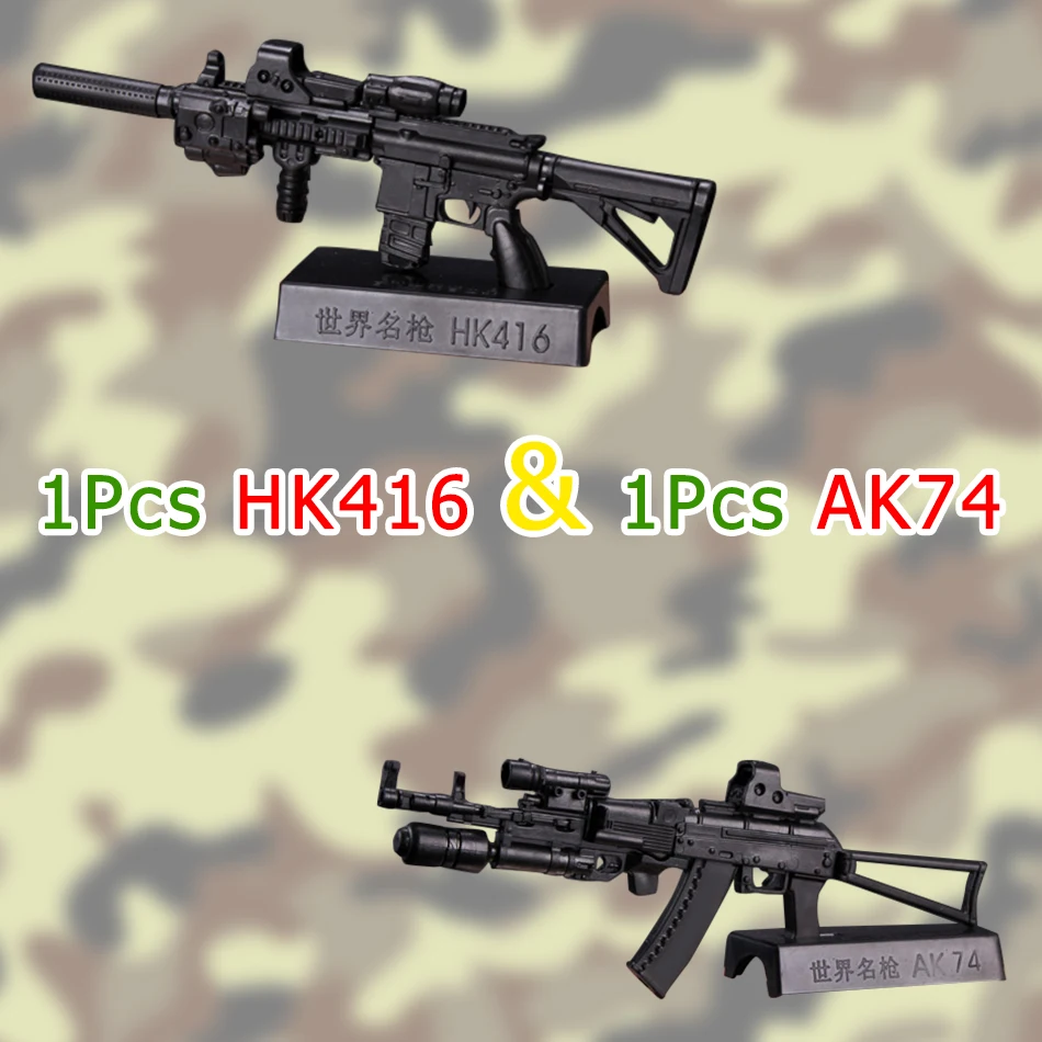 

2Pcs/set HK416+AK-74 1:6 Scale Soldier Figure Accessory Toys Gun Weapon Model for Military 12" Action Figure Collection Gundam