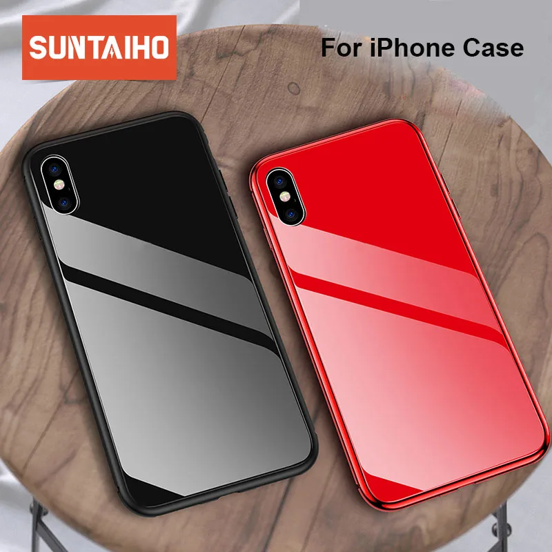 Suntaiho Phone Case For iPhone 7 6 6s 8 X Plus 5 5s SE XR XS Max Tempered Glass Back + TPU edge Case Back Cover for iphone 8plus Suntaiho Phone Case For iPhone 7 6 6s 8 X Plus 5 5s SE XR XS Max Tempered Glass Back + TPU edge Case Back Cover for iphone 8plus